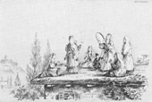 Пляска грузинок на плоской кровле. 1837 г.)